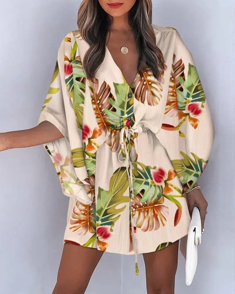 rRomildi Batwing Sleeve Summer Shirt Dresses Beach Dress