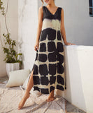 rRomildi Abstract Printing Sleeveless Side Split Dress