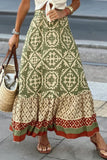 rRomildi Women's Boho Geometric Print Maxi Skirt