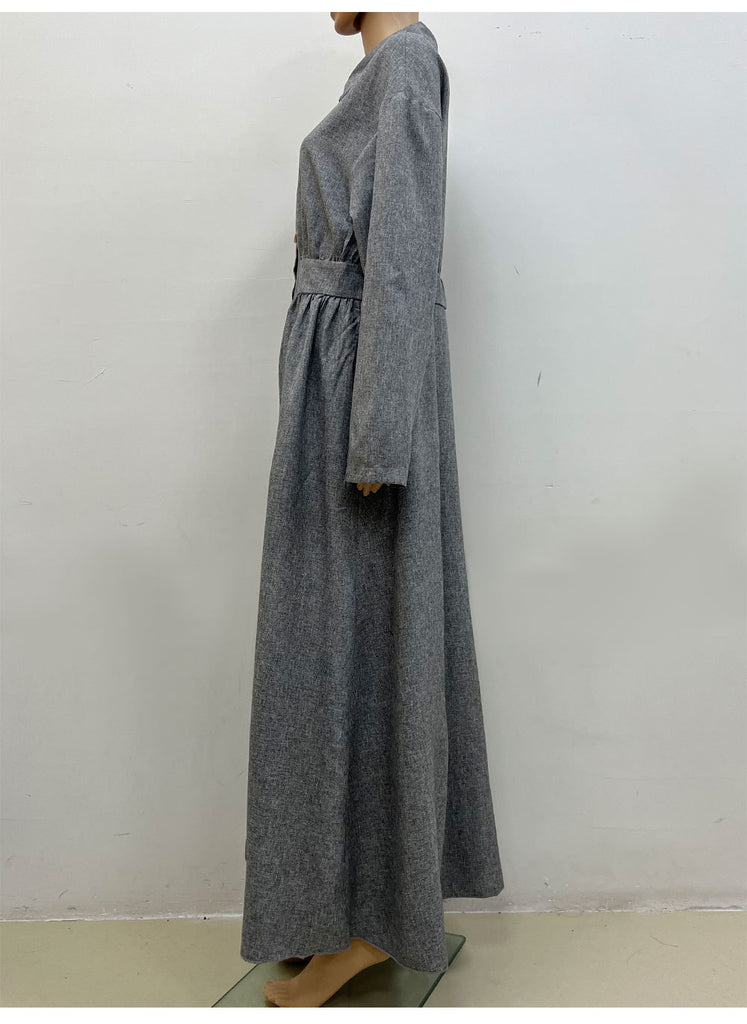 RomiLdi Women's Dress Ladies Elegant Single Breasted Long Sleeve Maxi Dress