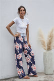 RomiLdi Women's Yoga Pant Casual High Waist Loose Pants Floral Print Wide Leg Pants