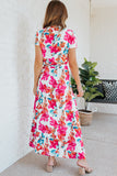 RomiLdi Floral Tie Waist Surplice Maxi Dress Holiday Beach Boho Dress