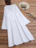 RomiLdi Casual V-Neck Cotton And Linen Daily Dress