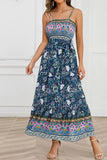 rRomildi Women's Beach Dress Bohemian Boho Floral Print Spaghetti Strap Dress