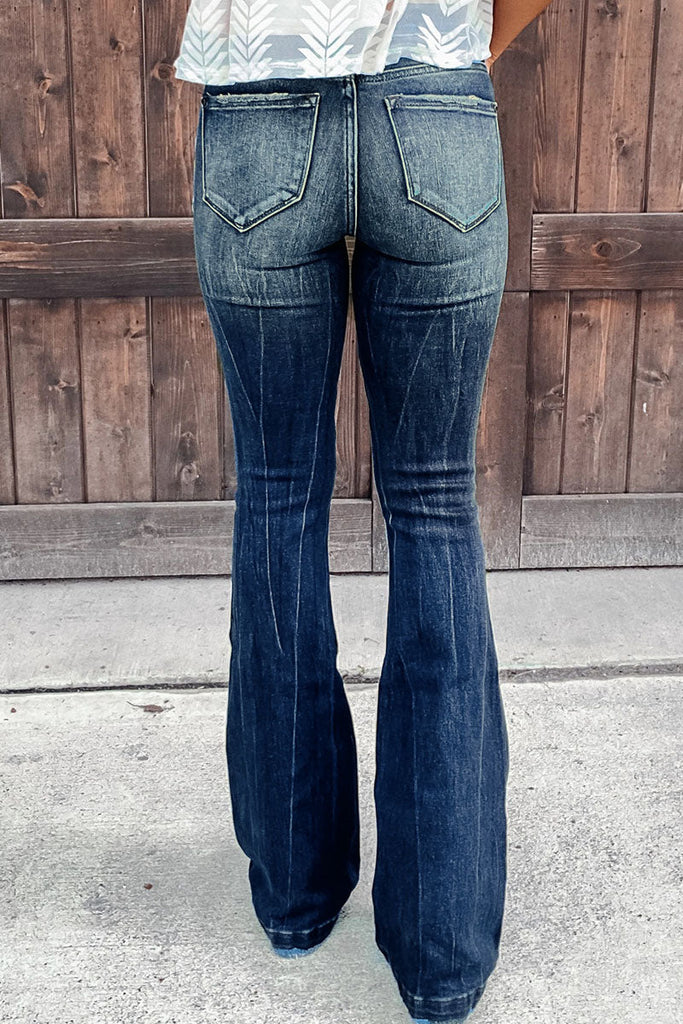 RomiLdi Casual Street Ripped Make Old Patchwork High Waist Denim Jeans