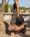 rRomildi Women's Boho Geometric Print Maxi Skirt