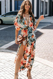 RomiLdi Floral Print V-Neck Maxi Dress Boho Beach Dresses