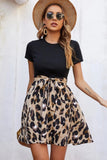 rRomildi Leopard Print Tie Waist Mini Dress