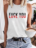 rRomildi Women's F*ck You Love You Print Round Neck Sleeveless Tank Top