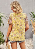 rRomildi Women's Bohemian Blouse Floral Printed Casual V-neck Top