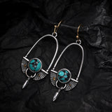 RomiLdi Vintage Earrings Boho Turquoise Ethnic Jewelry Western Cowgirl Engraving Creative Earring