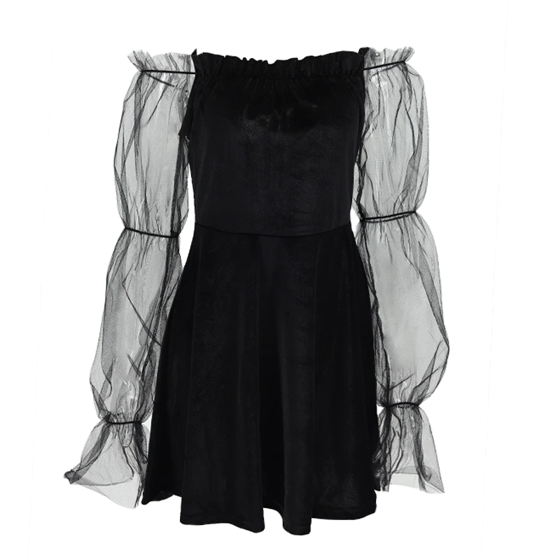 Romildi Mesh Vintage Gothic Dresses egirl Aesthetic Transpanent Strap Pleated Dress Chic Punk Hip Hop Grunge Emo Alt Clothes