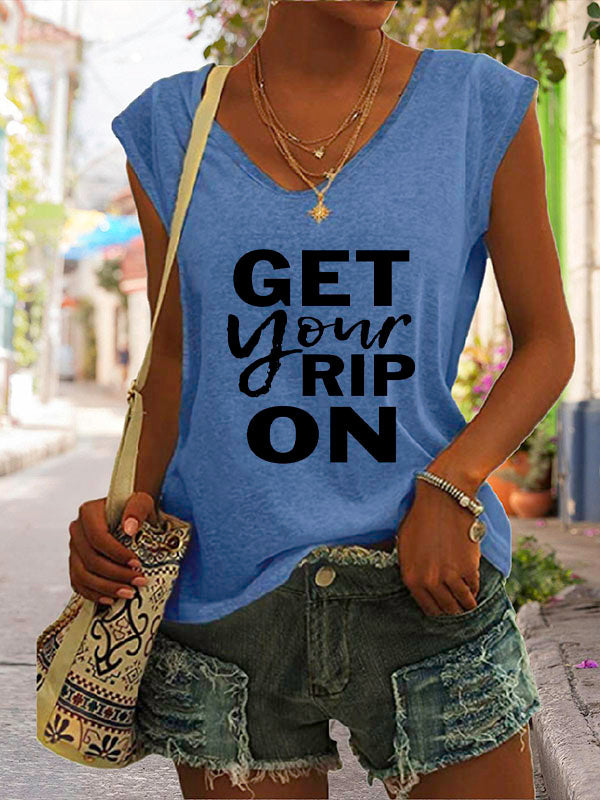 RomiLdi Get Your Rip On Graphic Claws Cap Sleeve T-Shirt
