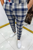 RomiLdi Men's Casual Plaid Pant Straight Slim Fit Mens Pant