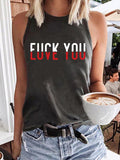 rRomildi Women's F*ck You Love You Print Round Neck Sleeveless Tank Top