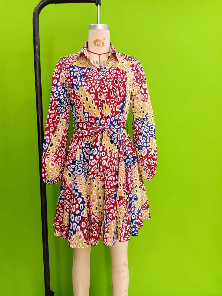 rRomildi Women's Holiday Dress Big Swing Floral Print Shirt Mini Dress for Vacation