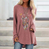 RomiLdi Women's T-Shirt Cute Colorful Cat Print Crew Neck Long Sleeve Top