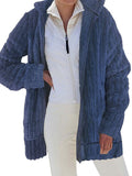 RomiLdi Womens Fleece Coat Warm Plush Solid Hooded Jacket