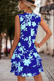 rRomildi V Neck Floral Print Sleeveless Mini Dress