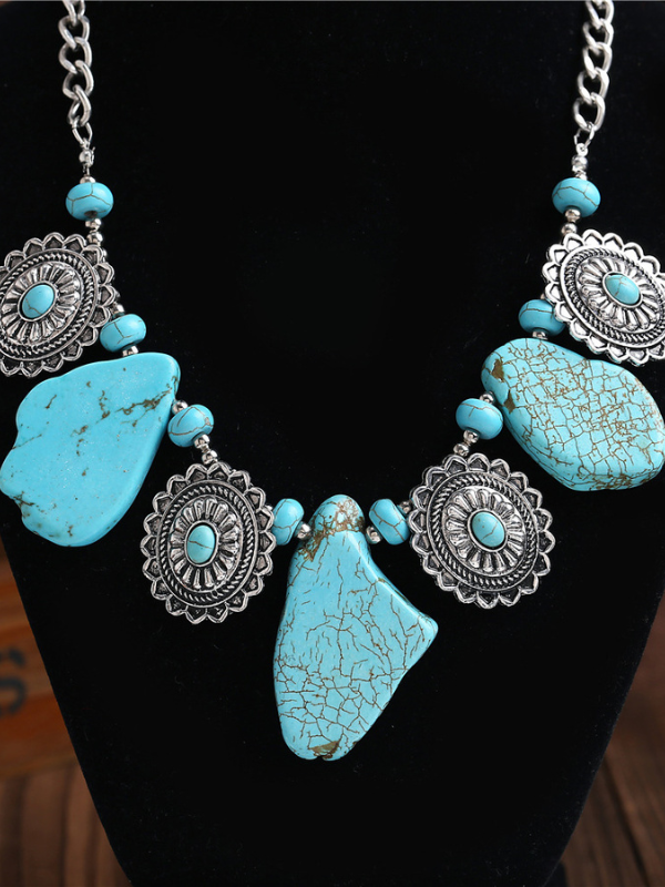 rRomildi Bohemian Style Tribal Turquoise Necklace Constellation Compass Alloy Necklace