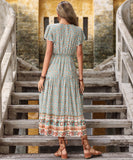 RomiLdi Women's Boho Dress Summer Floral Print Dress Bohemian Maxi Dress