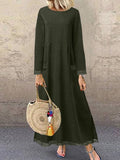 RomiLdi Casual Long Sleeve Loose Round Neck Dress - 7Colors