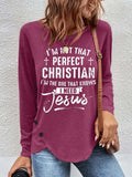 RomiLdi Women's Religious I'm Not That Perfect Christian I'm The One That Knows Need Jesus Letters Casual Top