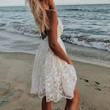 RomiLdi Sleeveless Lace Summer Mini Beach Dress