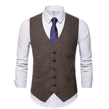 RomiLdi Single-breasted V-neck Vest Men's Suit Solid Color British Style Vest