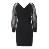 RomiLdi Women's Fall Knitted Dress V-Neck Lace Sleeve Elegant Party Dress