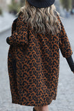 RomiLdi Casual Street Leopard Pocket Hooded Collar Jacket Outerwear