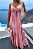 rRomildi Sexy Simplicity Solid Fold V Neck Cake Skirt Dresses(6 Colors)