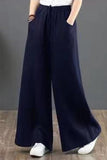 rRomildi Casual Daily Solid Pocket Loose High Waist Wide Leg Solid Color Bottoms