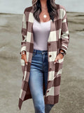 RomiLdi Women's Christmas Check Button Pocket Coat