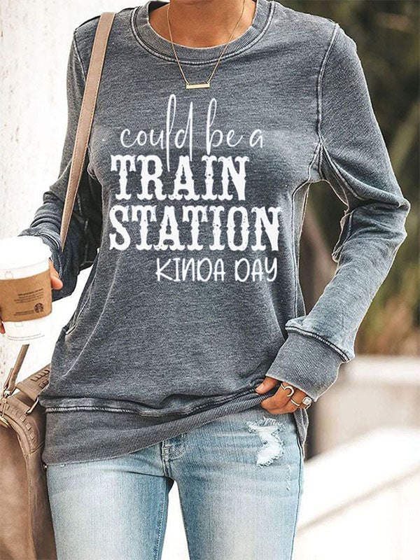RomiLdi Could be a Train Station Kinda Day Cozy Sweatshirt