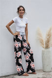 RomiLdi Women's Pant Casual High Waist Loose Pants Floral Print Wide Leg Pants Yoga Pant