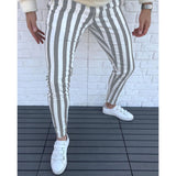 RomiLdi Men's Casual Striped Pant Straight Sport Mens Pant Skinny Slim Fit Pants