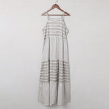 rRomildi Grey Stripe Print Slip Maxi Holiday Beach Dress