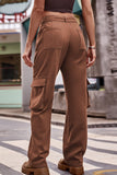 RomiLdi Women's Street Pocket Retro Green Cargo Jeans Hip Hop Straight