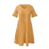 rRomildi V-neck Solid Color Pocket Dress