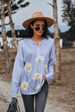 RomiLdi Women's T-Shirt Floral Print Long Sleeve Zipper up Tee