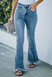 rRomildi Women's Street Denim Jeans Frayed Hem Flare Jeans