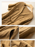 rRomildi Women's Linen Dress Buttoned Retro Short Sleeve Dress with Front Pocket