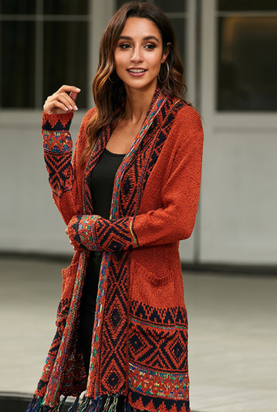 RomiLdi Ethnic Bohemian Style Tassel Cardigan Sweater Coat