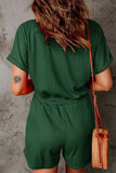 rRomildi Casual Street Solid Pocket Frenulum V Neck Loose Jumpsuits