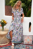 RomiLdi Floral Buttoned  Short Sleeve Maxi Dress
