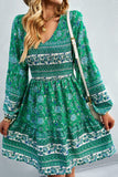 rRomildi Bohemian V-Neck Balloon Sleeve Dress