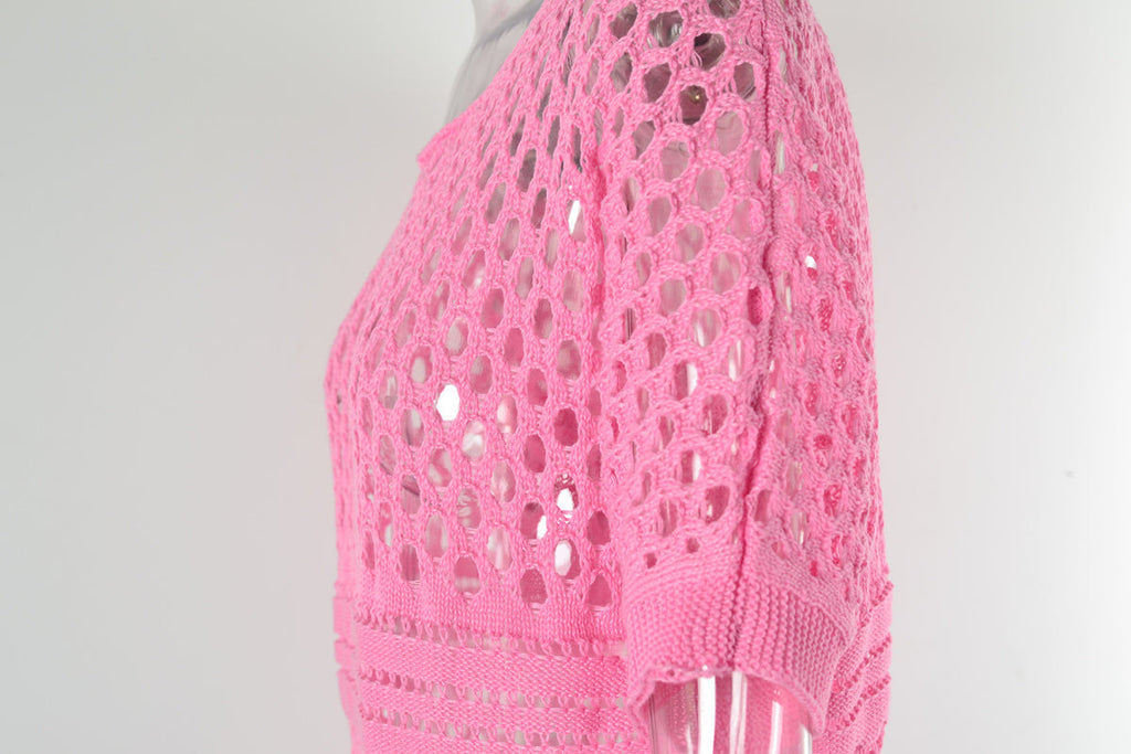 rRomildi Solid Crochet Tie Waist Bikini Cover Up