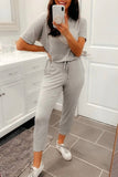 RomiLdi Casual Simplicity Solid Solid Color O Neck Regular Jumpsuits(5 Colors)