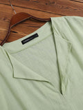 rRomildi Women's Solid Cotton Linen Blouse Light Weight V-Neck Linen Shirt Plus Size Tops